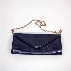 Big Buddha Envelope Clutch Blue Removeable Chain Shoulder Strap Embossed…